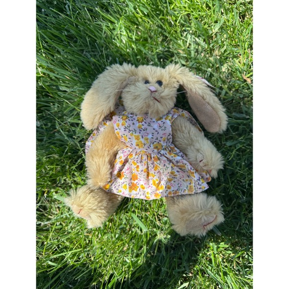 Ty Other - Ty Attic Treasures Shelby the Bunny Plush Tan in Floral Dress 1993 Vintage